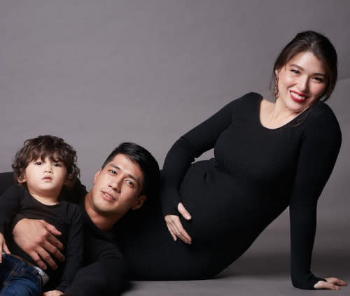 During happier times; the couple with their eldest son when Kylie was pregnant with their second child