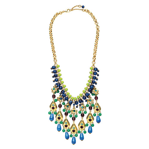 CRYSTAL AND GLASS BEADED BIB NECKLACE, $129, GERARD YOSCA, HSN.COM