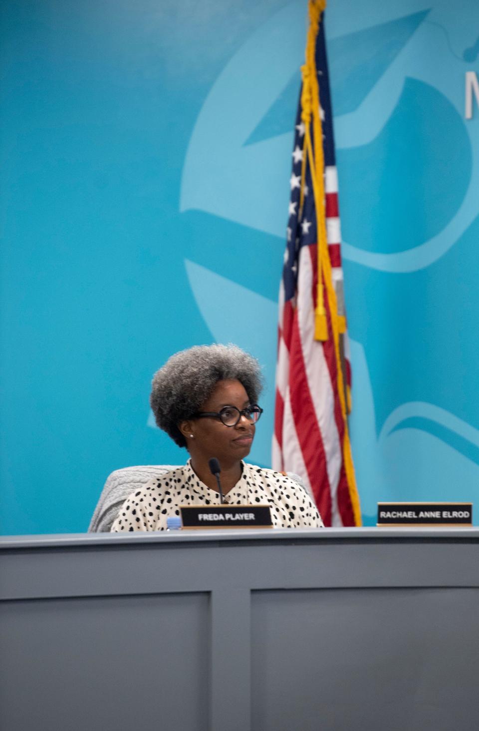 Vice Chair Freda Player listens during an MNPS board meeting on Feb. 27.