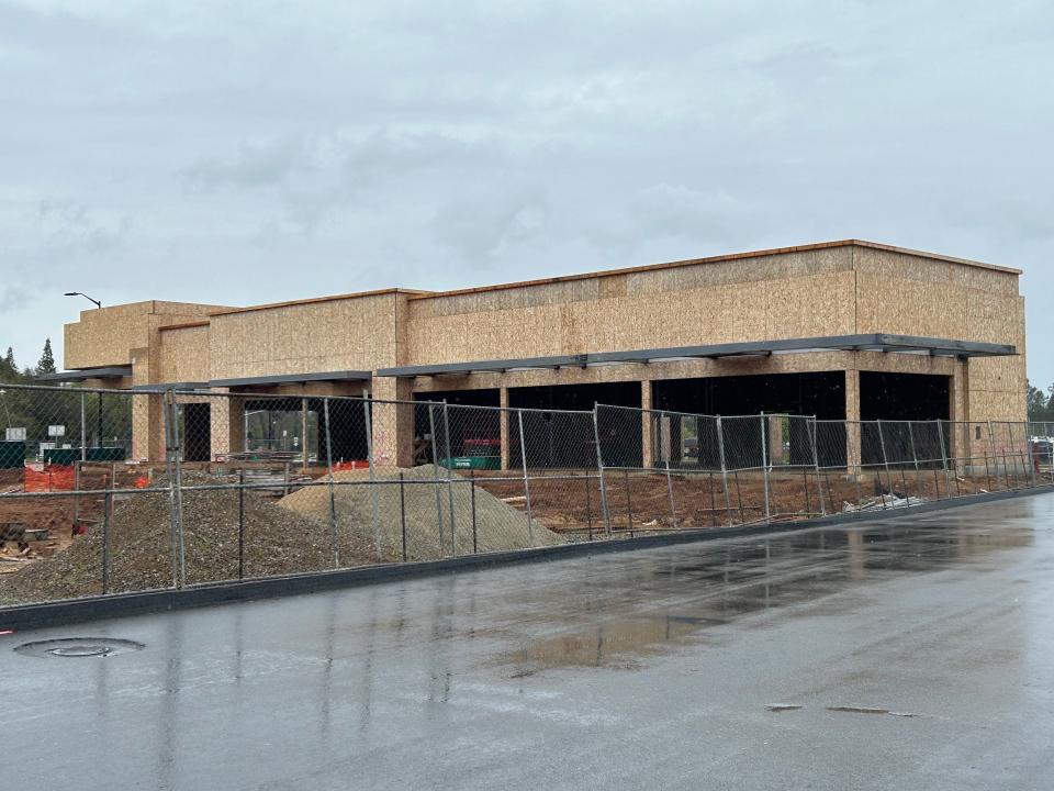 Work continues at the new River Crossing Marketplace in south Redding where a Jersey Mike's, Chipotle, Great Clips, Mattress Firm and Baskin-Robbins could open this summer. Costco Wholesale and McDonald's have already opened in the shopping center.