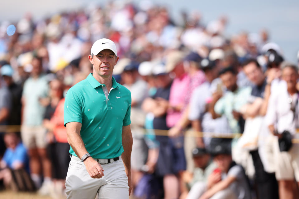 Rory McIlroy is in position to claim the British Open. (Charlie Crowhurst/R&A/R&A via Getty Images)