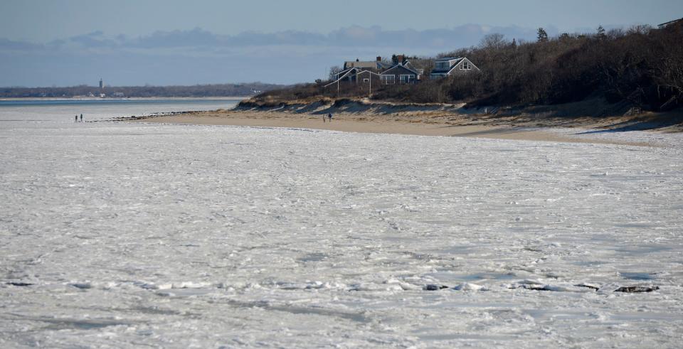 Ice fills Cape Cod Bay off Breakwater Landing Beach in Brewster in this file photo.