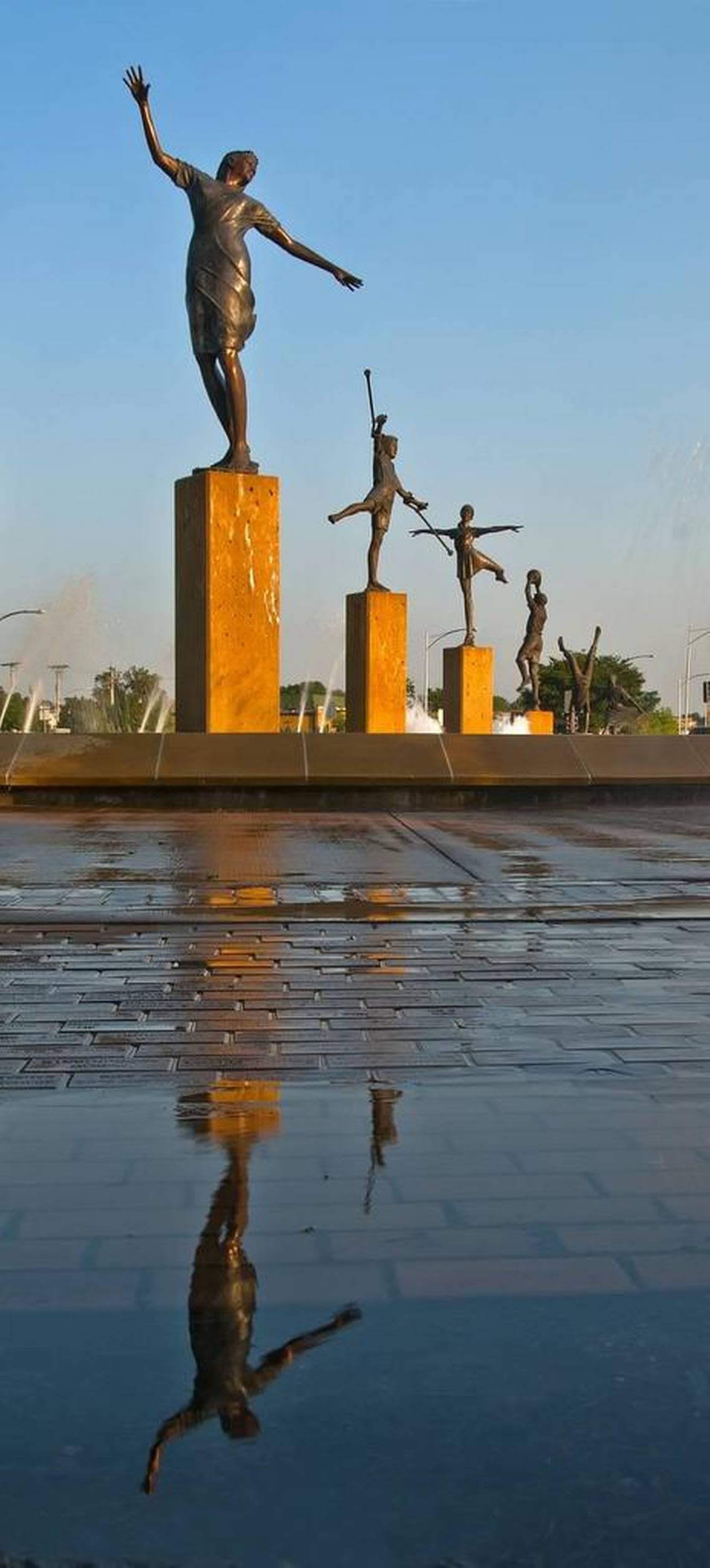 The columns of the Children’s Fountain each were topped with a playful bronze sculpture by artist Tom Corbin. The Kansas City Star