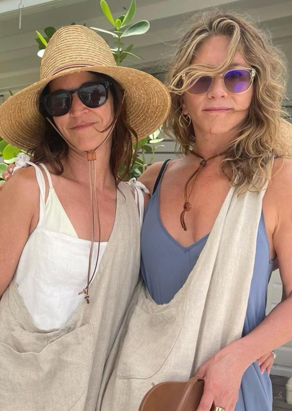 Jennifer Aniston Sun Hat Purple Dress Instagram