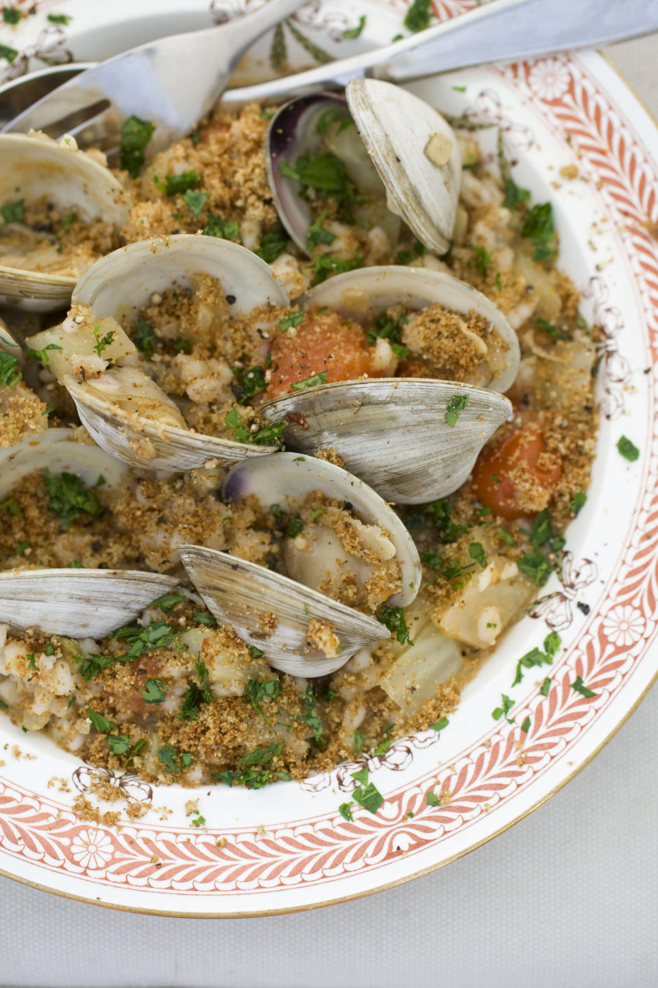 This Sept. 23, 2013 photo shows barley with clam sauce in Concord, N.H. The dish is a healthy alternative to white pasta with clams. (AP Photo/Matthew Mead)