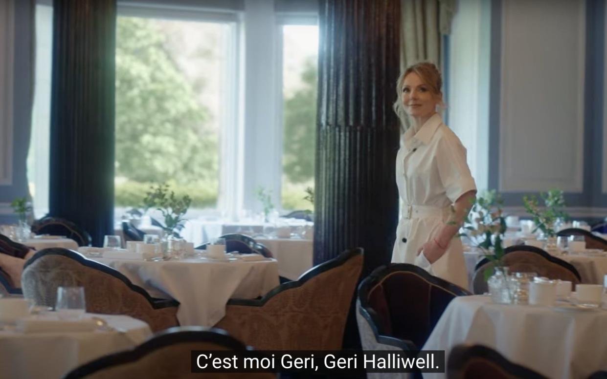 In the footage for the Parisian fashion house Dior, Geri Halliwell dropped her husband's name as a greeting