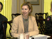 Deputy Assistant Secretary of Defense for Eurasian Policy, Mira Ricardel takes part in a meeting at the Pentagon in Washington, U.S., October 9, 2003 in this photo obtained November 13, 2018. Courtesy R.D. Ward/U.S. Department of Defense/Handout via REUTERS