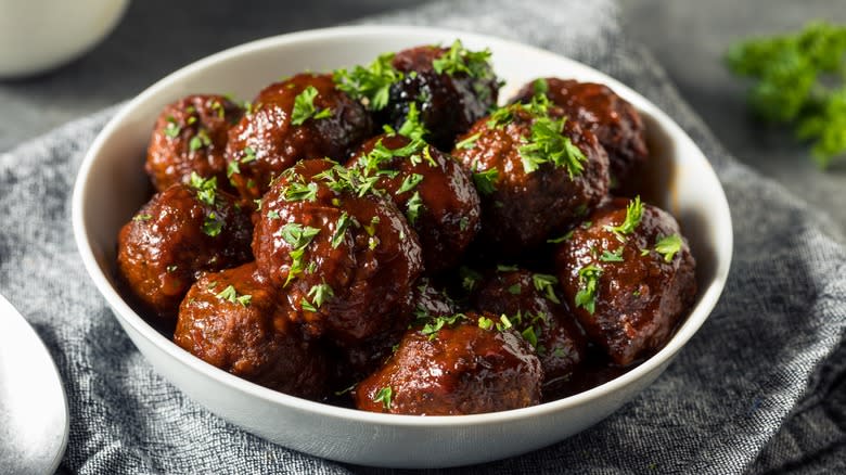 meatballs with herb garnish