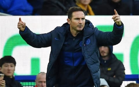 Chelsea's English head coach Frank Lampard gestures on the touchline during the English Premier League football match between Everton and Chelsea at Goodison Park in Liverpool, north west England on December 7, 2019 - Credit: AFP