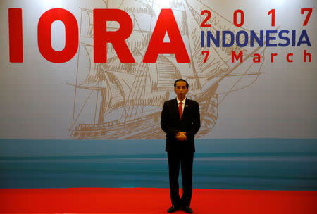 Indonesian President Joko Widodo waits to greet the heads of delegations to the Indian Ocean Rim Association (IORA) summit in Jakarta, Indonesia March 7, 2017. REUTERS/Darren Whiteside