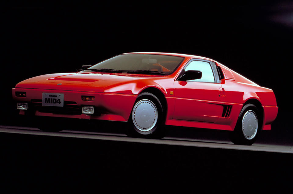 <p>First seen at the 1985 Frankfurt motor show, the Mid4 was Nissan's attempt to take on the likes of Porsche and Lotus. With a mid-mounted 3.0-litre V6, four-wheel drive and four-wheel steering the Mid4 was capable of 155mph and while it was pretty unattractive from the rear, from the front it was quite a looker.</p>