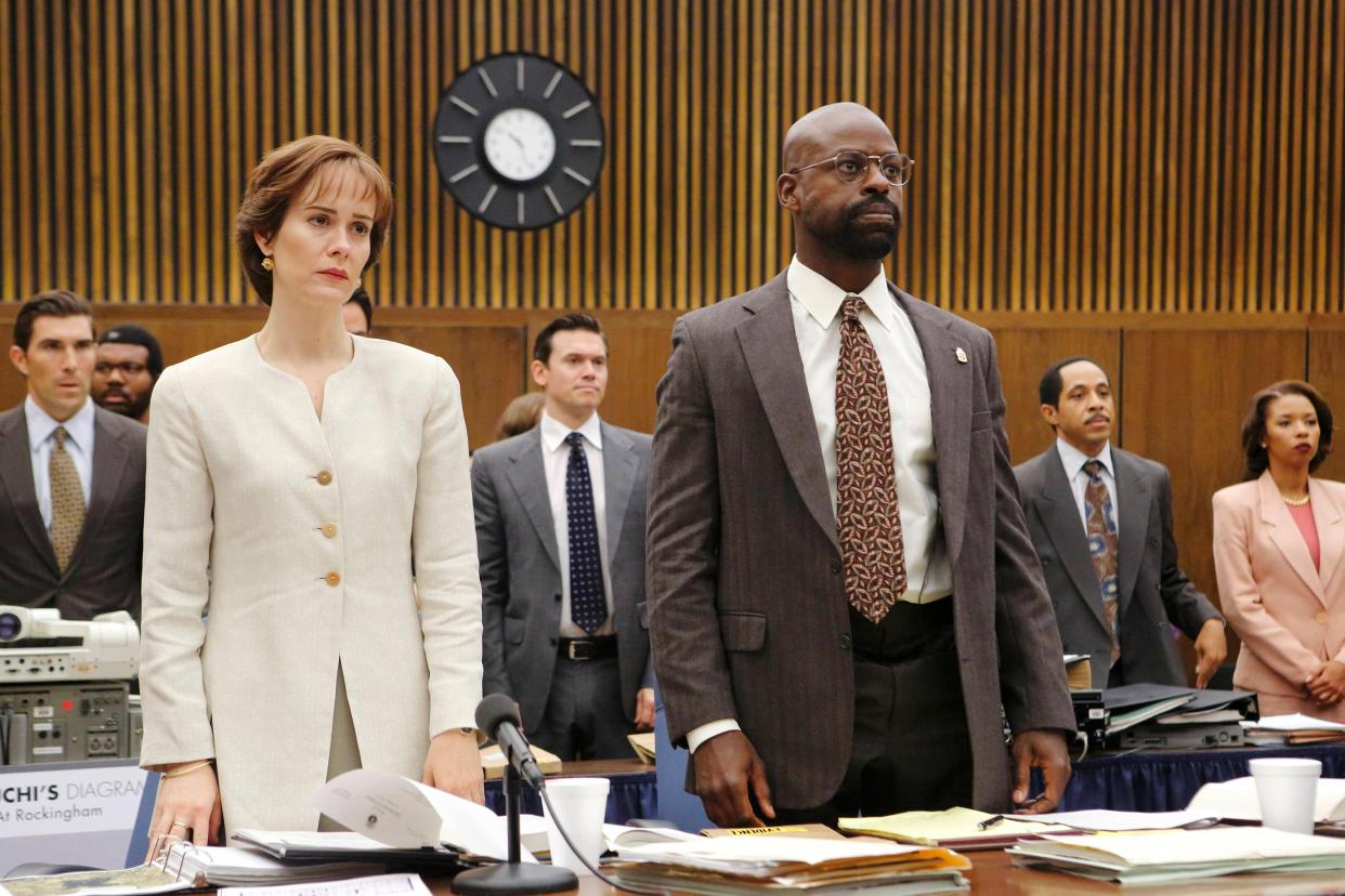 Prosecutors Marcia Clark (Sarah Paulson), left, and Christopher Darden (Sterling K. Brown) stand during court proceedings in FX's 'The People v. O.J. Simpson: American Crime Story.'