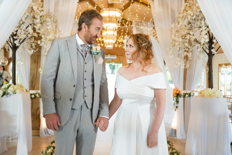 FROM ITV

STRICT EMBARGO - No Use Before Tuesday 28th June 2022

Coronation Street - Ep 1068586

Friday 8th July 2022

With the wedding about to start Evelyn Plummer [MAUREEN LIPMAN] and Tyrone Dobbs [ALAMN HALSALL]  take their seats and watch as the Phill [JAMIE KENNA] and Fiz Stape [JENNI EMcALPINE] prepare to take their vows. Will it all go to plan? 

Picture contact - David.crook@itv.com

Photographer - Danielle Baguley

This photograph is (C) ITV Plc and can only be reproduced for editorial purposes directly in connection with the programme or event mentioned above, or ITV plc. Once made available by ITV plc Picture Desk, this photograph can be reproduced once only up until the transmission [TX] date and no reproduction fee will be charged. Any subsequent usage may incur a fee. This photograph must not be manipulated [excluding basic cropping] in a manner which alters the visual appearance of the person photographed deemed detrimental or inappropriate by ITV plc Picture Desk. This photograph must not be syndicated to any other company, publication or website, or permanently archived, without the express written permission of ITV Picture Desk. Full Terms and conditions are available on  www.itv.com/presscentre/itvpictures/terms
