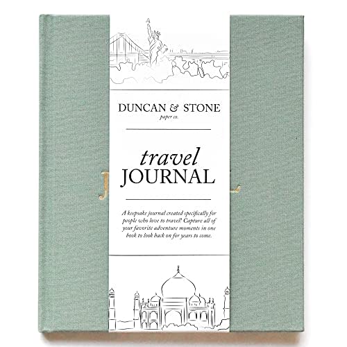 Travel Journal by Duncan & Stone - Sage Green | Travel Planner for Best Friend Gift | Vacation Scrapbook and Photo Album | Congratulations Present for College Graduation or Wedding | Adventure Book for Couples or Boyfriend | World Trip Notebook for Women or Men Traveler
