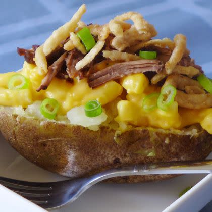 Pot Roast Mac & Cheese Baked Potato