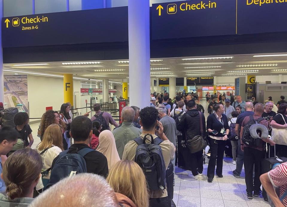 Passengers at Gatwick Airport this weekend (Luke O'Reilly/PA Wire)