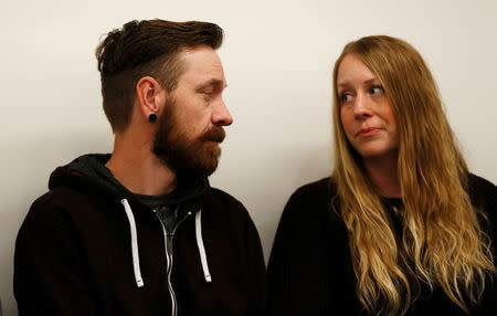 Family members of Westminster Bridge attack victims Melissa and Kurt Cochran attend a news conference at New Scotland Yard, in London, Britain, March 27, 2017. REUTERS/Stefan Wermuth