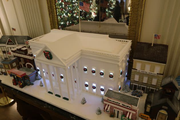 The official 2021 Gingerbread White House is displayed in the State Dining Room. (Photo: Alex Wong via Getty Images)