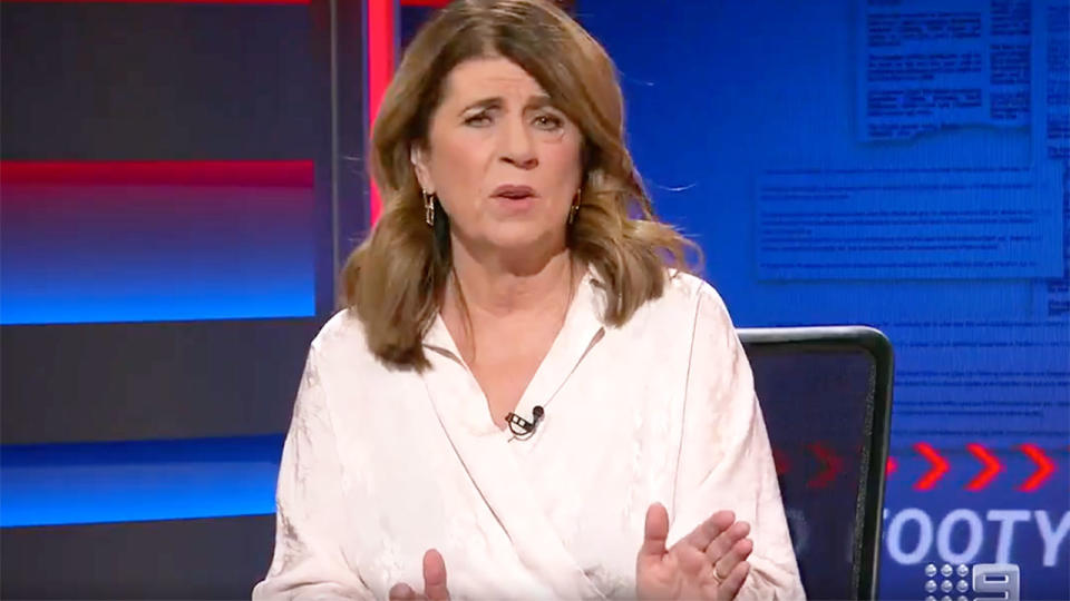 Seen here, veteran AFL reporter Caroline Wilson speaking on Nine's Footy Classified.