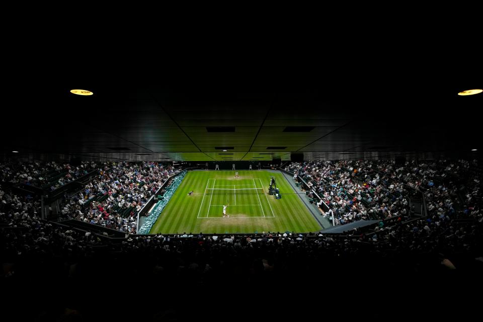 Novak Djokovic in action on Centre Court (AP)