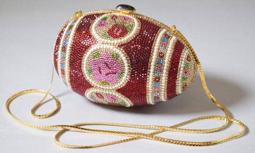 A 1983 ‘Fabergé Egg’ evening bag, by Judith Leiber, is among the famous handbags featuring in a V&A museum exhibition.