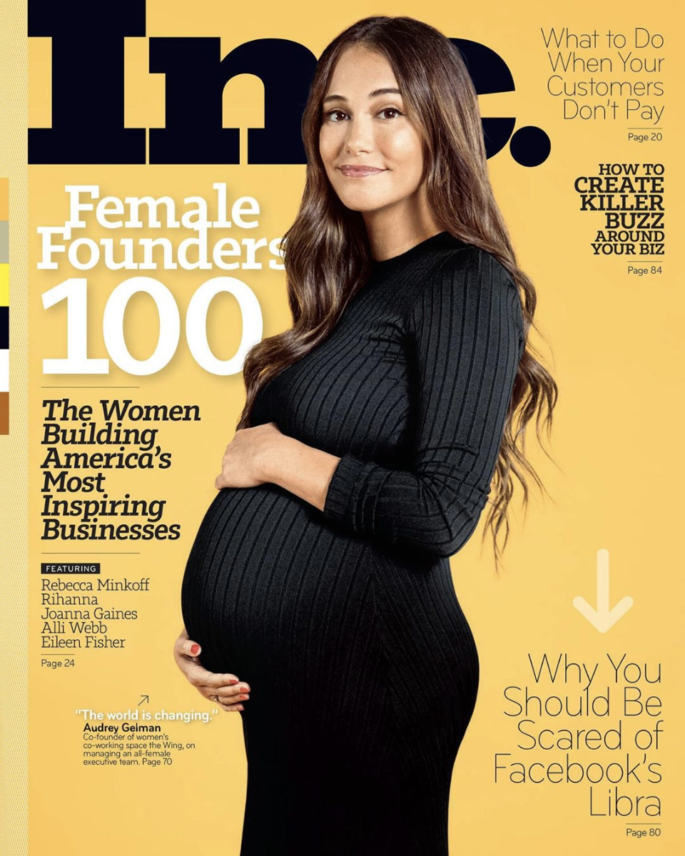 Audrey Gelman breaks barriers as the first visibly pregnant CEO to appear on the cover of a business magazine. (Photo: Inc. Magazine)