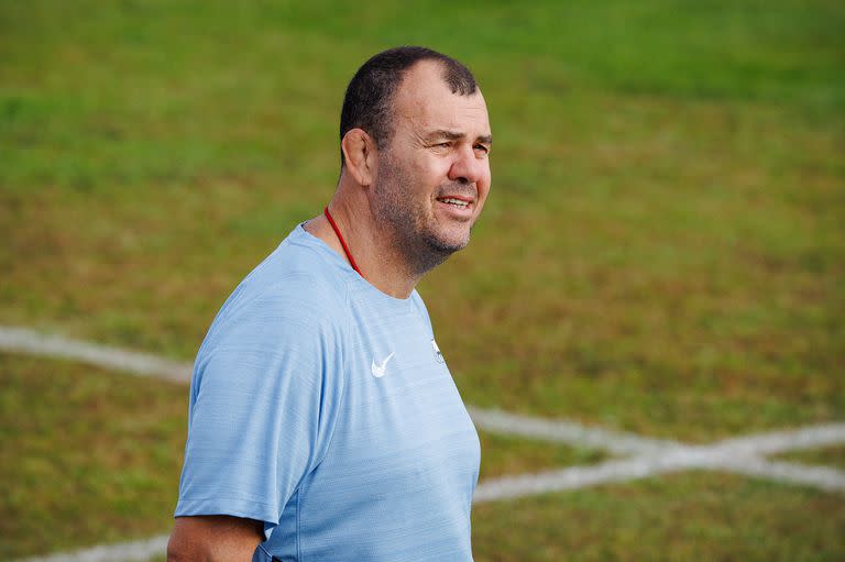 Michael Cheika, head-coach de los Pumas, durante una práctica del equipo argentino