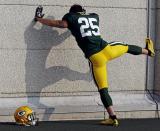 Green Bay Packers’ Charles Clay stretches during NFL football training camp Monday, July 28, 2014, in Green Bay, Wis. (AP Photo/Morry Gash)