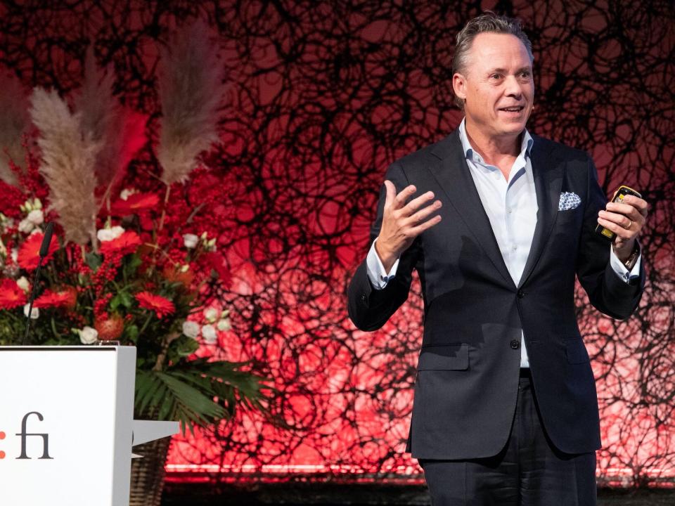 CEO Ralph Hamers of Swiss bank UBS addresses the Annual Meeting of Swiss Financial Institute (SFI) in Zurich, Switzerland November 10, 2022.