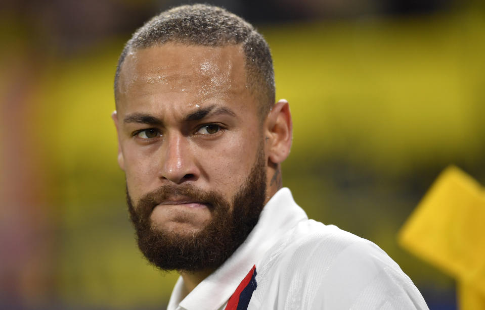 Neymar del Paris Saint-Germain durante el partido contra Borussia Dortmund por los octavos de final de la Liga de Campeones, el martes 18 de febrero de 2020. (AP Foto/Martin Meissner)