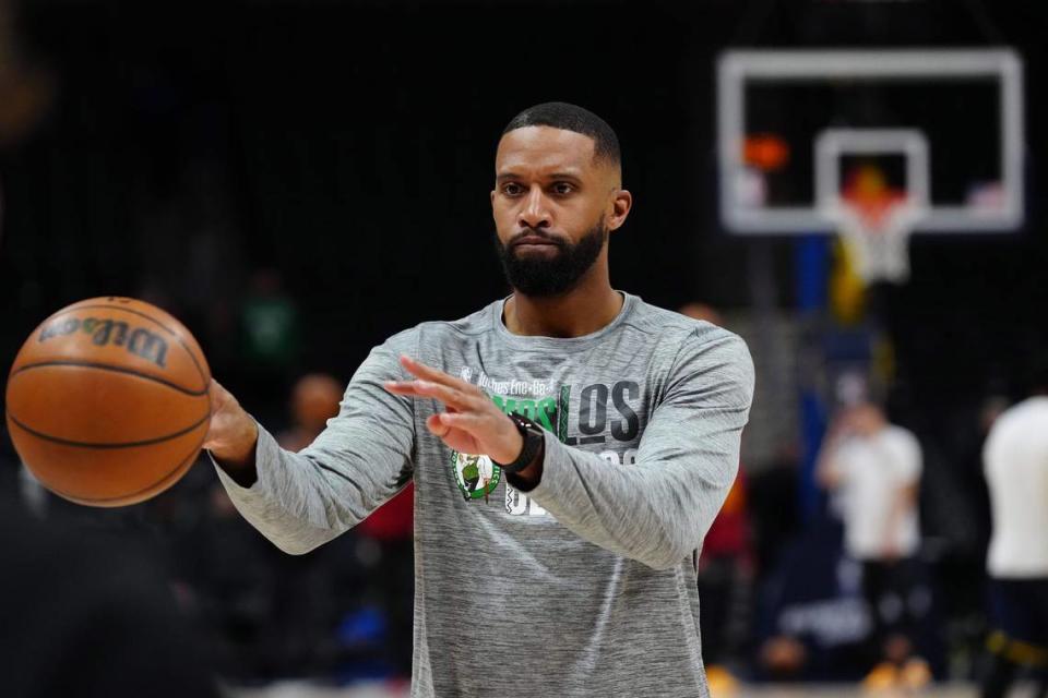 Boston Celtics assistant coach Charles Lee before the game against the Denver Nuggets at Ball Arena in Denver, CO., in May 7, 2024.