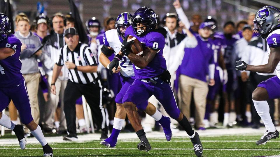 Tarleton's Devin Hafford runs the ball down field during one of the team's matchups during the 2021 season. Hafford was named to the 2021 Stats Perform FCS All-America Team and the 2021 Associated Press FCS All-America Team.