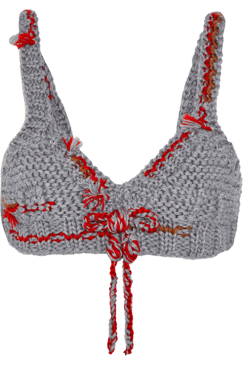 Bow-embellished wool bra top