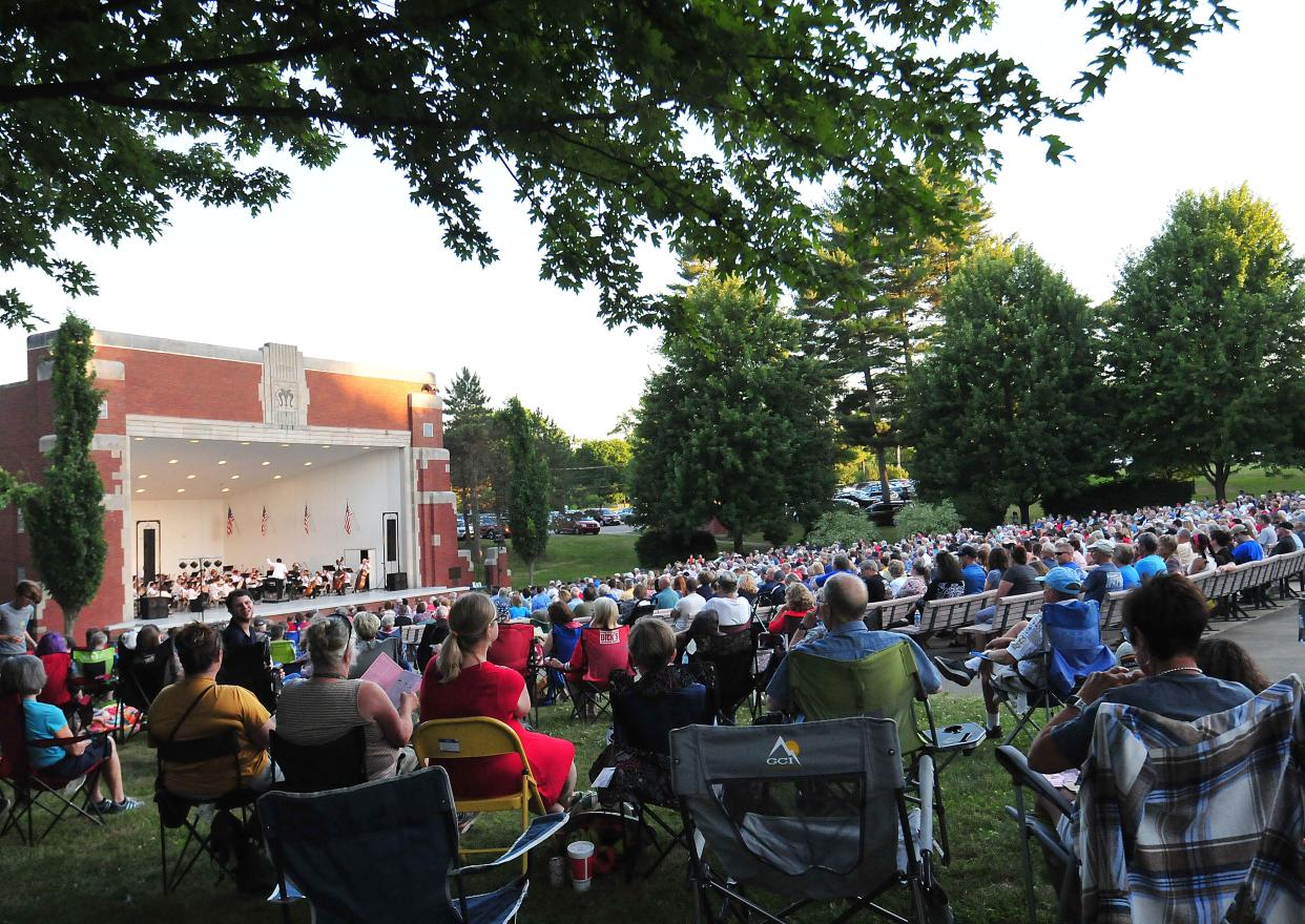 A large crowd takes in Ashland Symphony Orchestra’s annual Pops in the Park Concert on Sunday, July 3, 2022 at Guy C. Myers Memorial Bandshell, with new Conductor and Music Director Michael Repper leading the orchestra.