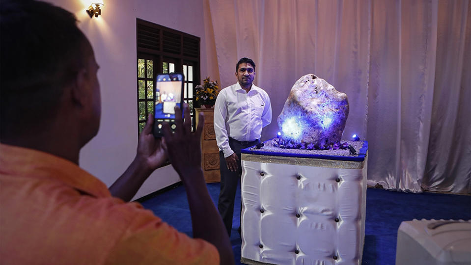 The sapphire weighs 683 pounds. - Credit: Eranga Jayawardena