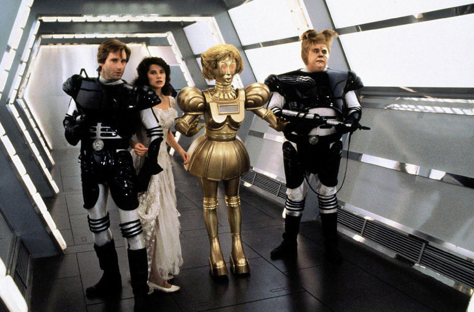 Bill Pullman, Daphne Zuniga, John Candy in Spaceballs, 1987.  (Alamy )