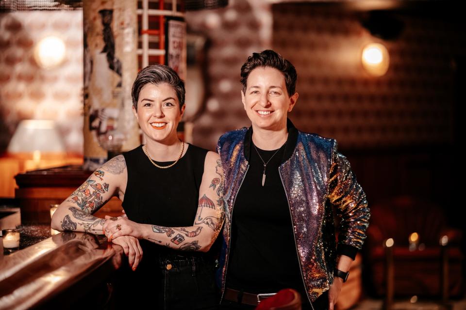 Whitney LaMora (left) and Zoe Schor (right) stand at Dorothy in Chicago, Illinois.