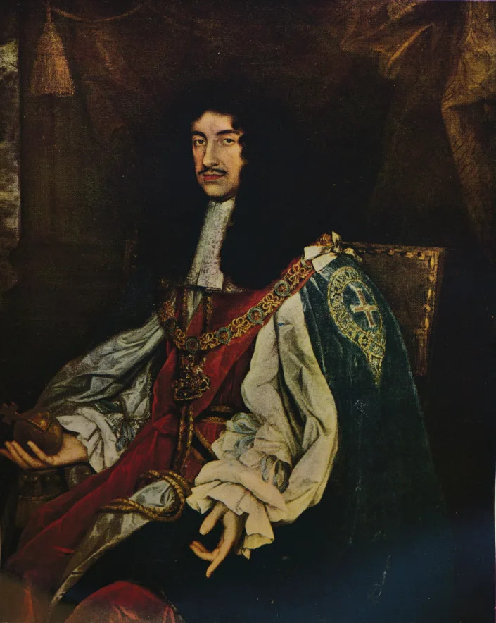 'King Charles II', 1660s (1934). After the execution of his father, Charles I, in 1649 during the English Civil War, Charles II (1630-1685) went into exile. After the death of Oliver Cromwell and the fall of the Protectorate in 1659 a restoration of the monarchy was negotiated and Charles made a triumphal entry into London on 29 May 1660, his birthday. 'From The Studio Volume 107. [The Offices of the Studio Ltd., London, 1934]Artist: John Michael Wright. (Photo by The Print Collector/Getty Images)