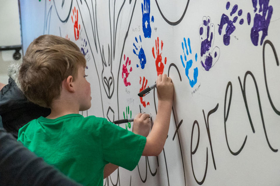 Students at Kullerstrand Elementary, one of the three Wheat Ridge schools that closed, left notes and handprints during a community event celebrating the school. (Jeffco Public Schools)