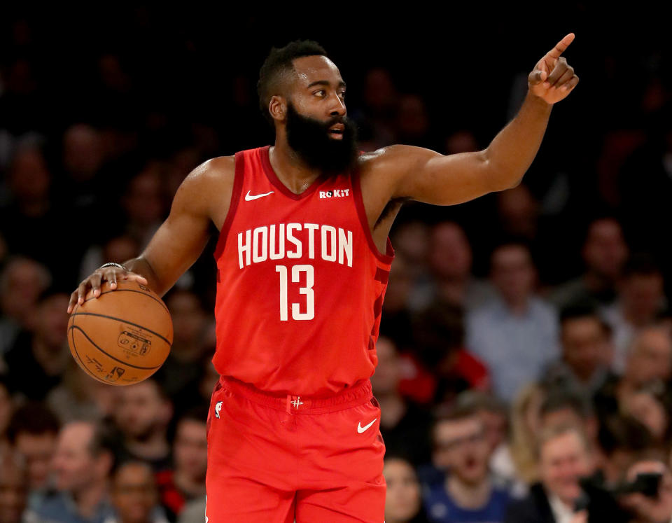 James Harden notched several milestones with his 61-point night against the Knicks. (Getty)