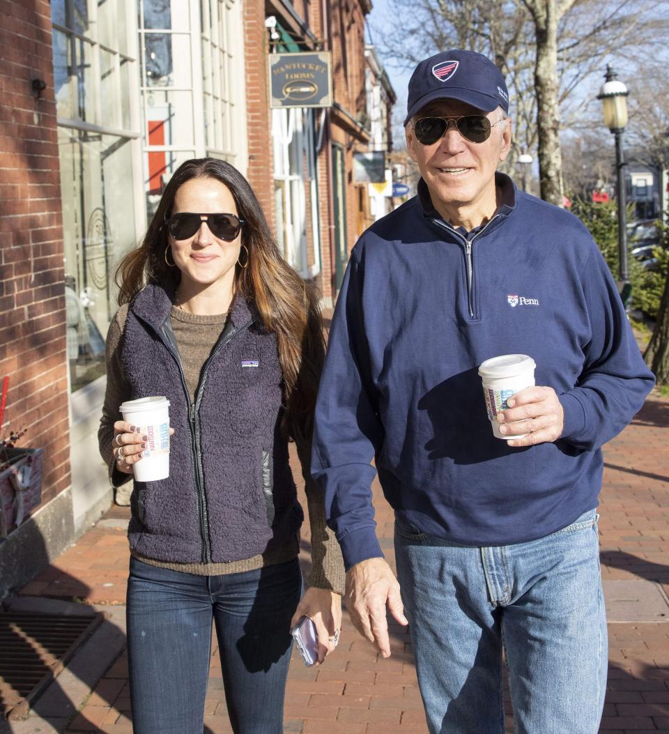 In a 2019 photo, then-presidential candidate and former Vice President Joe Biden strolled along Main Street on Nantucket with his daughter Ashley.