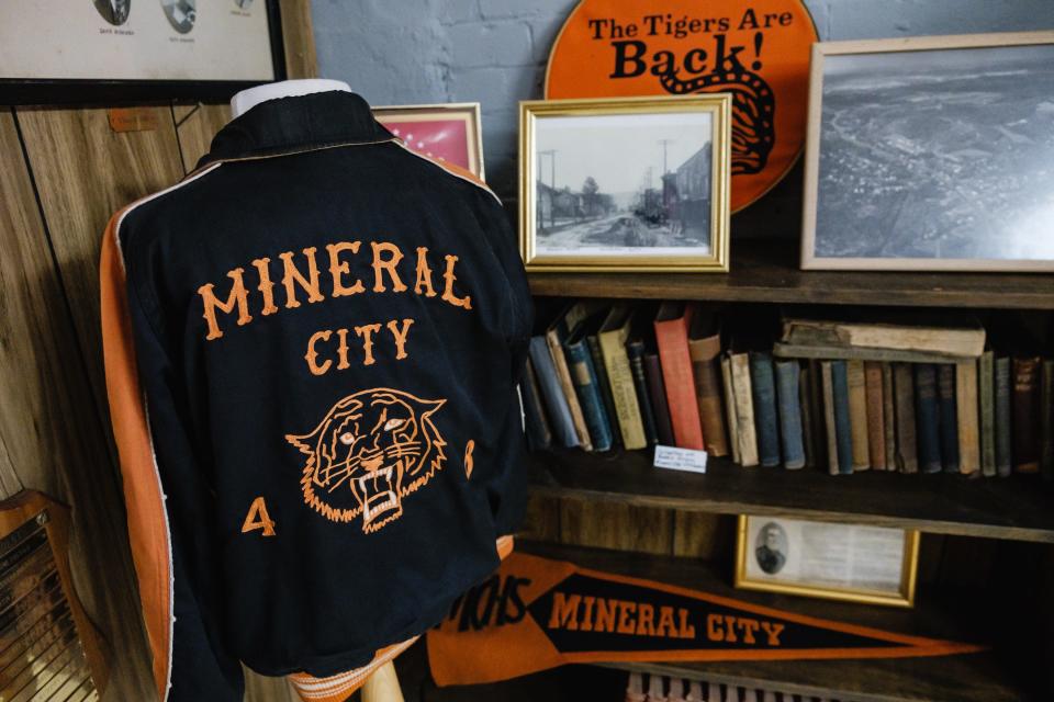 Historical memorabilia on display at the Mineral City Historical Society.