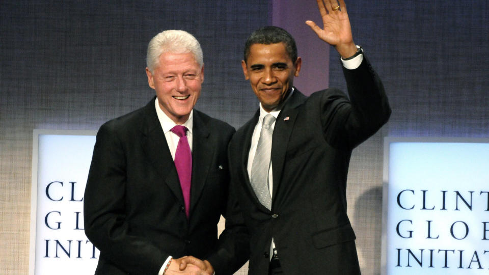 Bill Clinton former President with President Barack Obama