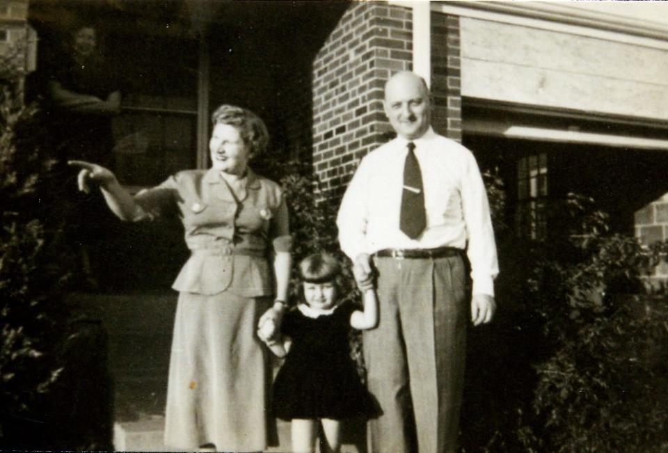 A childhood photo of Helen Meatte with her parents, Lea  Ryba and Leo Merin. Meatte is one of 19 children of Holocaust survivors featured in "Traces, Voices of the Second Generation," a documentary that premieres Saturday, January 28, at the Wilson Center of the Arts on the FSCJ-South Campus.