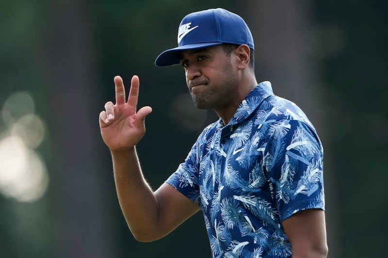 Tony Finau waves after making a putt on the 12th hole during the second round of the U.S. Open golf tournament, Friday, June 14, 2024, in Pinehurst, N.C. | Matt York