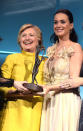<p>Just a few weeks after the election, Clinton presented her pal Katy Perry with the Audrey Hepburn Humanitarian Award at UNICEF’s Snowflake Ball. “We need champions like Katy now more than ever: her passion, her energy, and, yes, her voice, louder than a lion,” Clinton said of the “Roar” singer. (Photo: Jason Kempin/Getty Images for UNICEF) </p>
