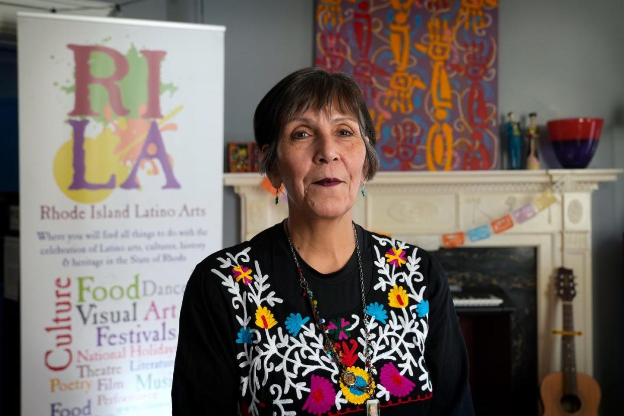 Marta Martinez, executive director of Rhode Island Latino Arts, at La Galería del Pueblo, a cultural hub in Central Falls.