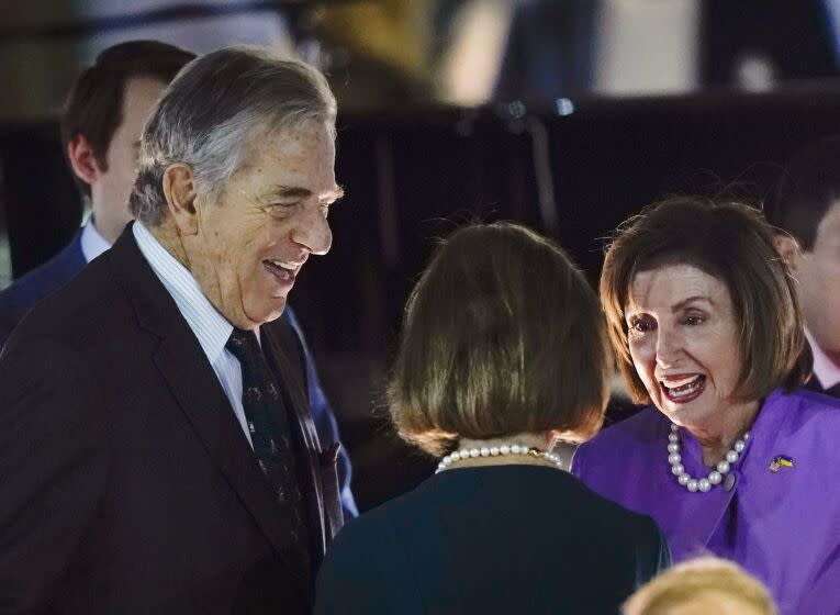 House Speaker Nancy Pelosi of Calif., and her husband Paul Pelosi arrive before President Joe Biden speaks on the South Lawn of the White House in Washington, Friday, Sept. 23, 2022, before a performance by Elton John. John is calling the show "A Night When Hope and History Rhyme," a reference to a poem by Irishman Seamus Heaney that Biden often quotes. (AP Photo/Susan Walsh)