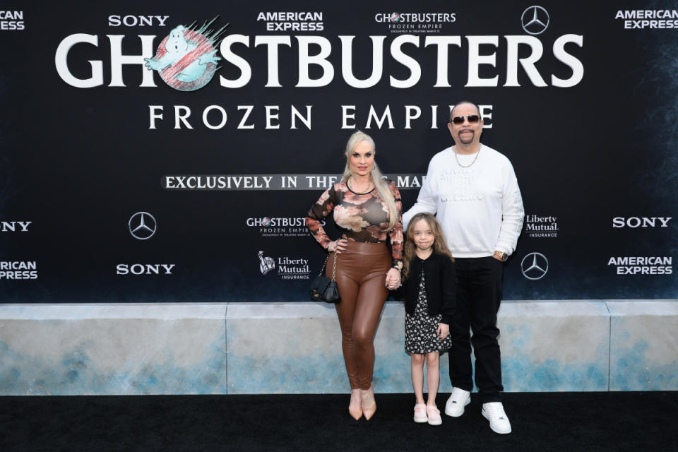 NEW YORK, NEW YORK - MARCH 14: (L-R) Coco Austin, Chanel Nicole and Ice-T attend the premiere of "Ghostbusters: Frozen Empire" at AMC Lincoln Square Theater on March 14, 2024 in New York City. (Photo by Dimitrios Kambouris/Getty Images)<p>Dimitrios Kambouris/Getty Images</p>