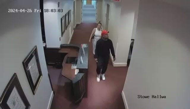 A man and a woman stole from Belmont Abbey monks Friday evening, according to the Belmont Abbey campus police.